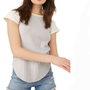 Free People Block It Baby‎ Raglan-Sleeve T-Shirt Sz SMALL